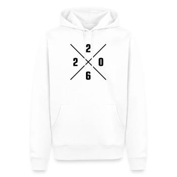 Année 2026 - Sweat à capuche Premium bio Homme - blanc - Devant - Nico (187cm)