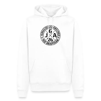 JGA Der Bräutigam 2026 Junggesellenabschied - Männer Premium Bio Hoodie - Weiß - Vorne - Nico (187cm)
