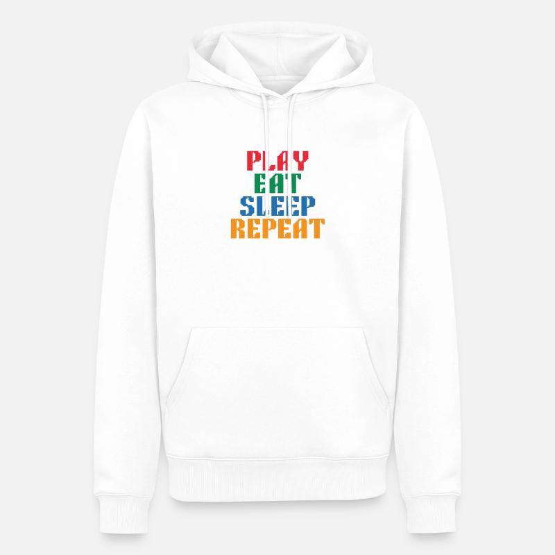 Play Eat Sleep Repeat Pixel - Männer Premium Bio Hoodie - Weiß