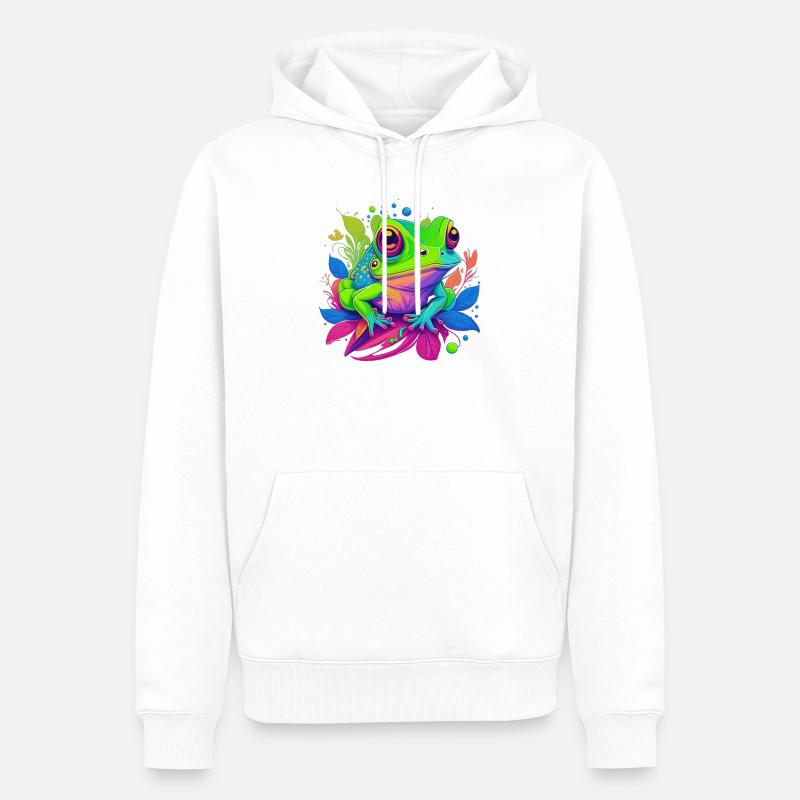 Regenbogenfrosch auf Blättern - Männer Premium Bio Hoodie - Weiß