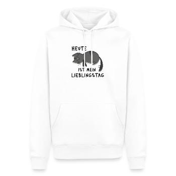 Heute ist mein Lieblingstag – Müde Katze Spruch - Männer Premium Bio Hoodie - Weiß - Vorne - Nico (187cm)