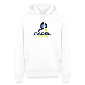 Padel Coach Sports Club Shirt Design - Men’s Premium Organic Hoodie - white - Front - Nico (187cm)