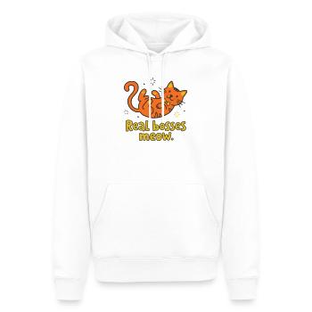Les vrais patrons miaulent chat - Sweat à capuche Premium bio Homme - blanc - Devant - Nico (187cm)