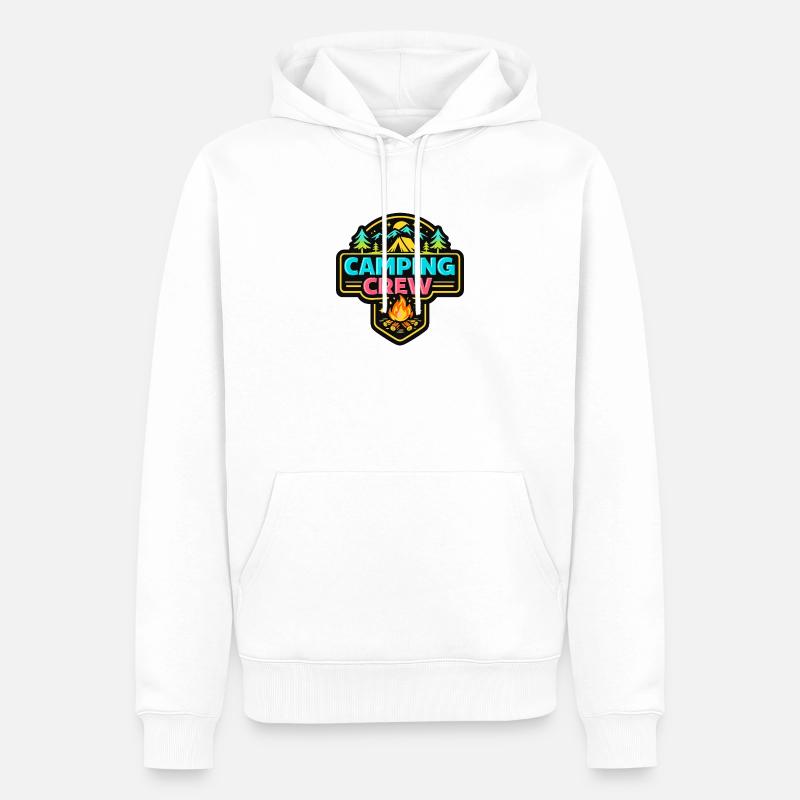 Badge néon de l’équipe de camping - Sweat à capuche Premium bio Homme - blanc