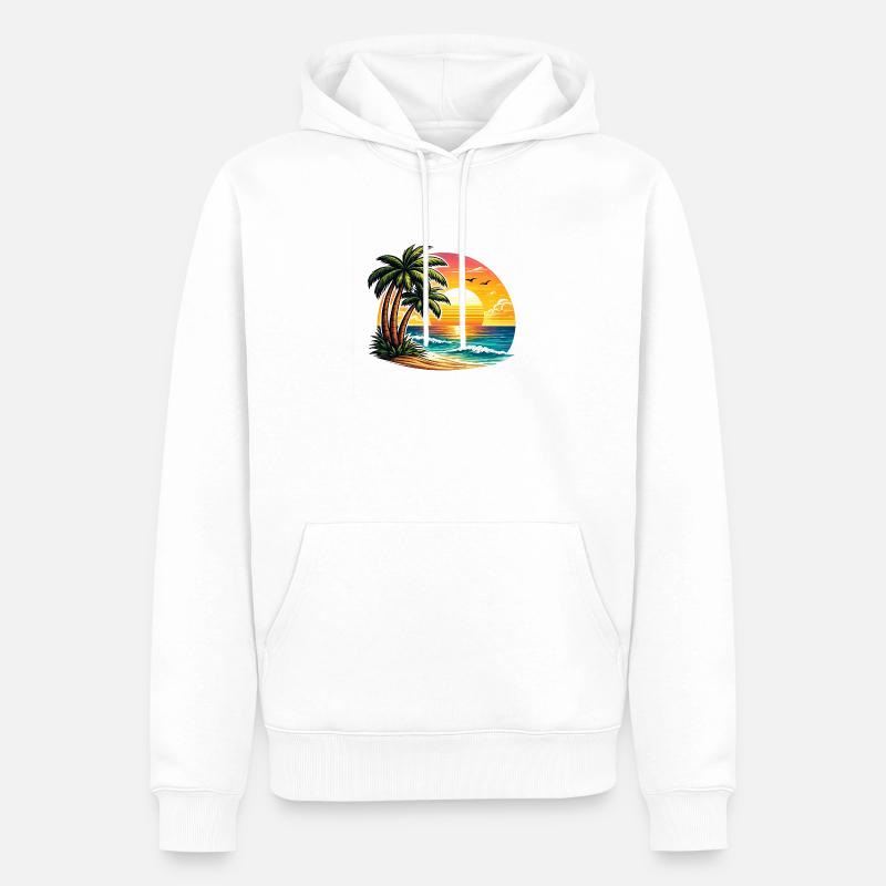 Coucher de soleil à Palm Beach - Sweat à capuche Premium bio Homme - blanc