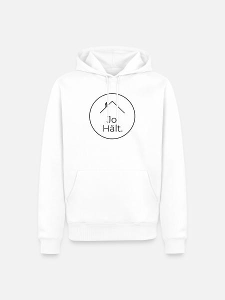 Dachdecker Jo Hält Spruch Badge - Männer Premium Bio Hoodie - Weiß