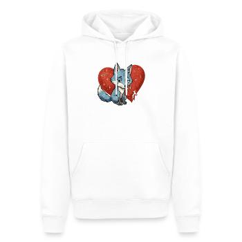 Fuchs tier traurig symbol herz gebrochen  - Männer Premium Bio Hoodie - Weiß - Vorne - Nico (187cm)