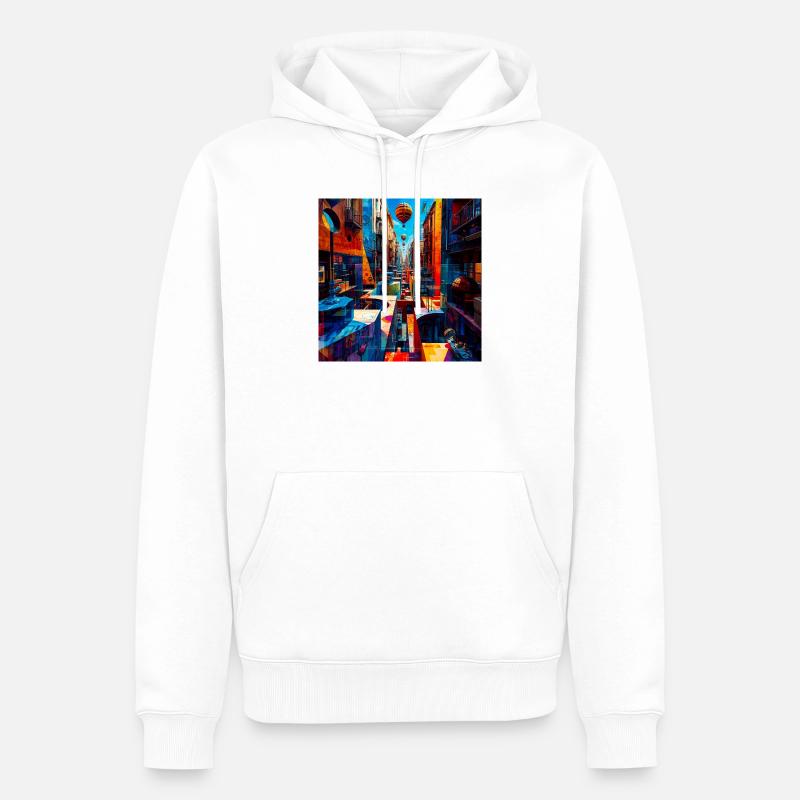 Buntes Straßenlabyrinth mit Luftballons - Männer Premium Bio Hoodie - Weiß