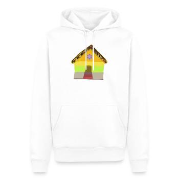 Maison de village colorée au toit de chaume - Sweat à capuche Premium bio Homme - blanc - Devant - Nico (187cm)