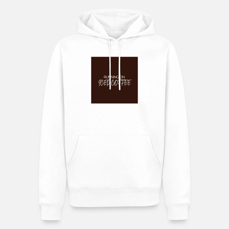 "RUNNING ON ICED COFFEE" Graphic Tee Design - Sweat à capuche Premium bio Homme - blanc