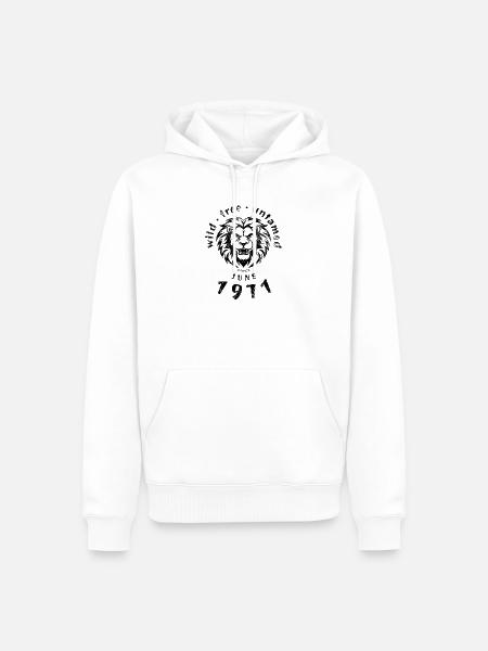 Wild, free & untamed since 06/1971 - Men’s Premium Organic Hoodie - white
