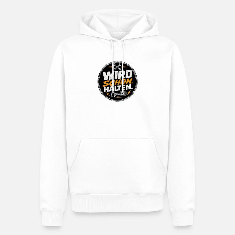Wird Schon Halten Mechaniker - Männer Premium Bio Hoodie - Weiß