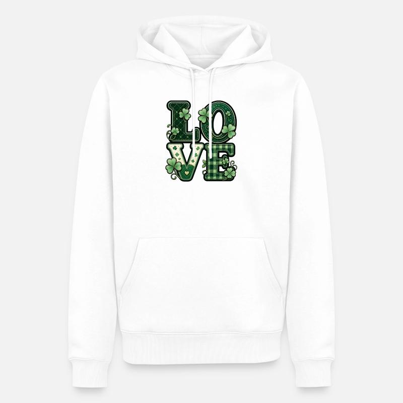 Avec amour pour la Saint-Patrick - Sweat à capuche Premium bio Homme - blanc