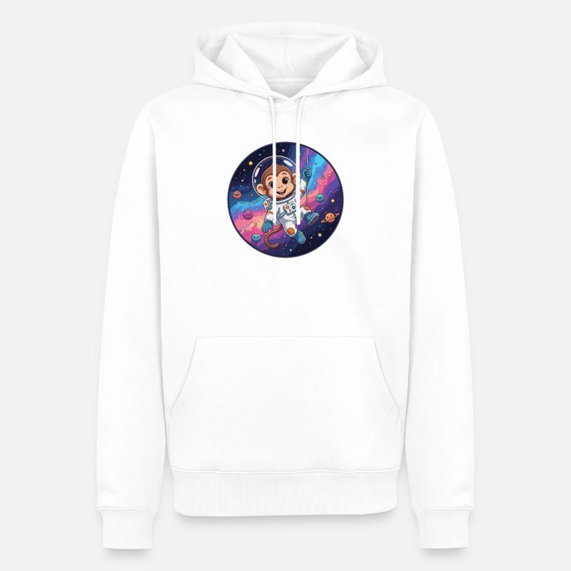 Un astronaute singe dans l’espace stellaire - Sweat à capuche Premium bio Homme - blanc