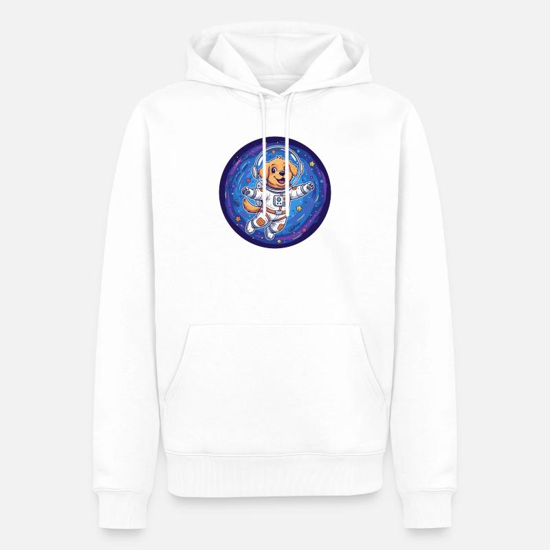 Chien de l’espace en combinaison d’astronaute - Sweat à capuche Premium bio Homme - blanc