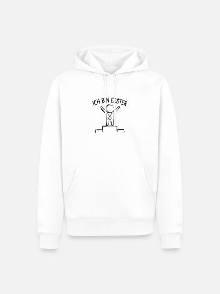 Ich bin Erster Jubel am Podest - Männer Premium Bio Hoodie - Weiß