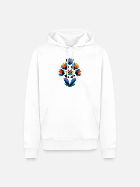 Lebendige Regenbogenblume - Männer Premium Bio Hoodie - Weiß