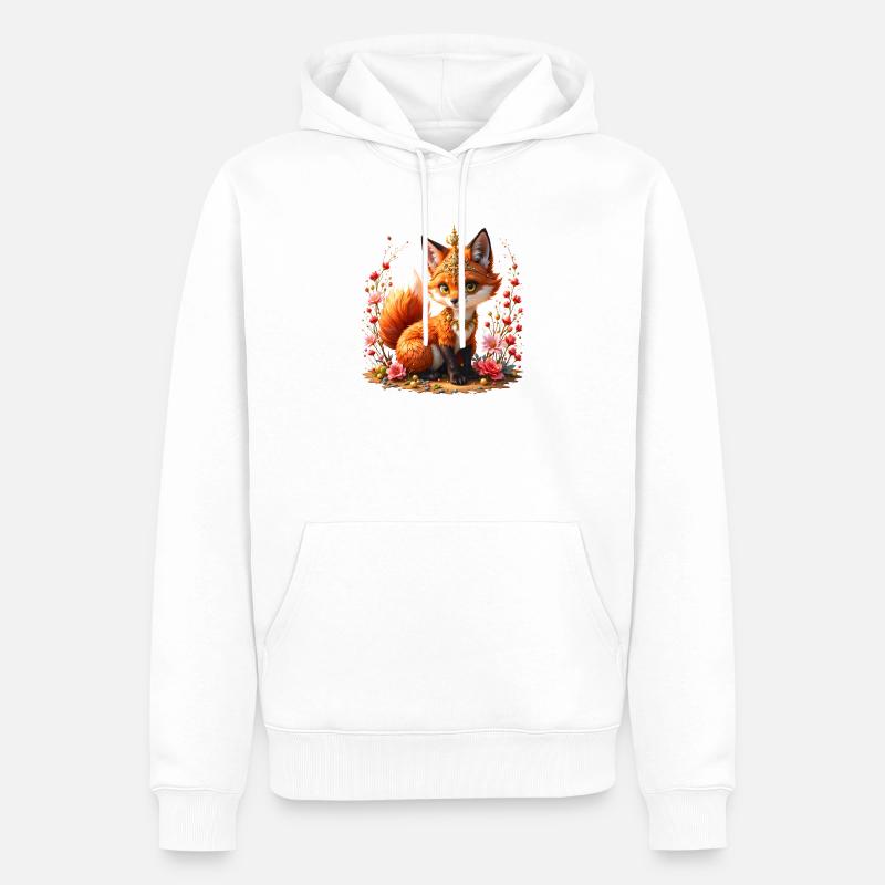 Bijoux floraux Fox - Sweat à capuche Premium bio Homme - blanc