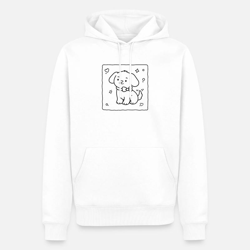 Petit chiot mignon | Lulu Lotus - Sweat à capuche Premium bio Homme - blanc