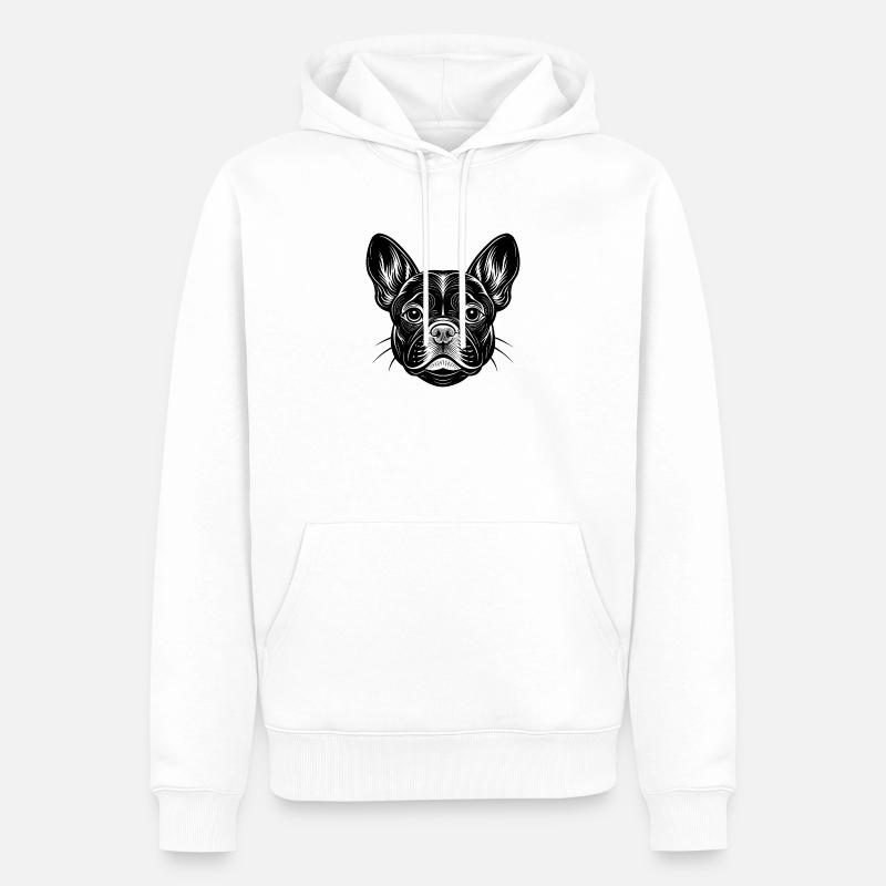 Visage de bouledogue français - Sweat à capuche Premium bio Homme - blanc