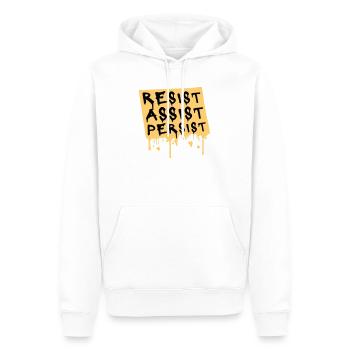 Resist Assist Persist Aktivismus Motivation Logo - Männer Premium Bio Hoodie - Weiß - Vorne - Nico (187cm)