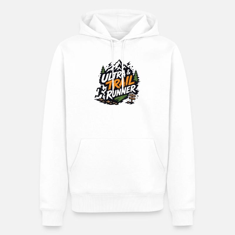 Ultra et trail runner - Sweat à capuche Premium bio Homme - blanc