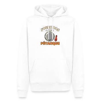 J'peux pas j'ai pétanque - Sweat à capuche Premium bio Homme - blanc - Devant - Nico (187cm)
