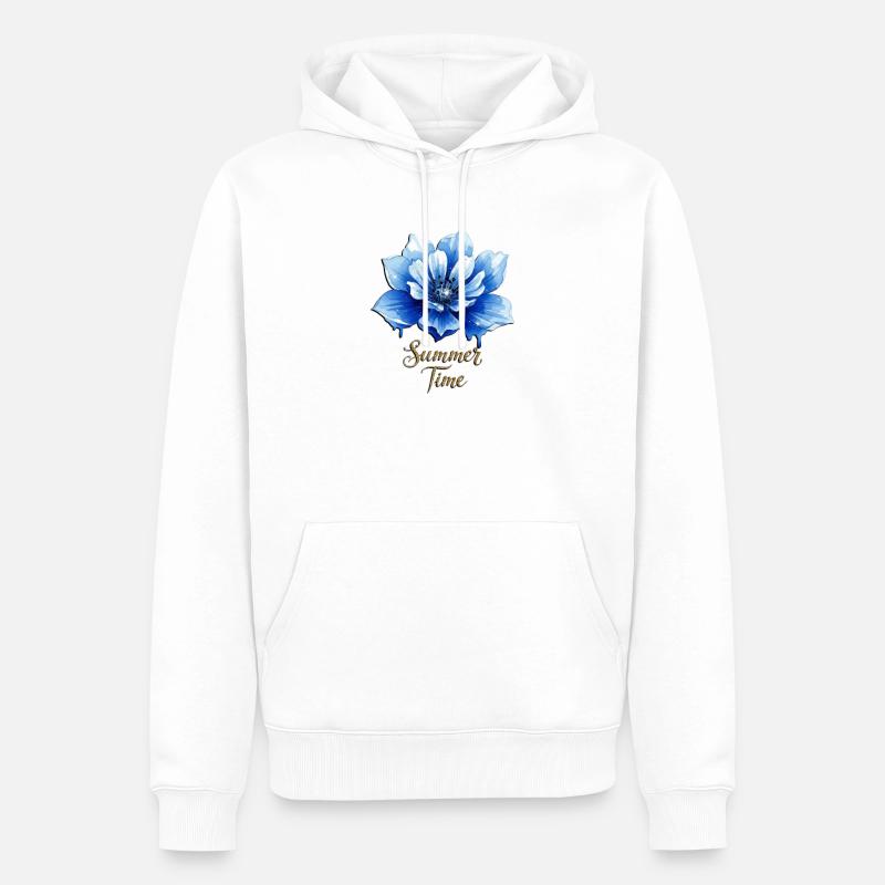 Blue Blossom – Heure avancée - Sweat à capuche Premium bio Homme - blanc