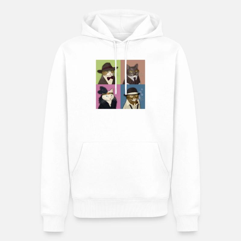 Dapper Cats Quartet - Sweat à capuche Premium bio Homme - blanc