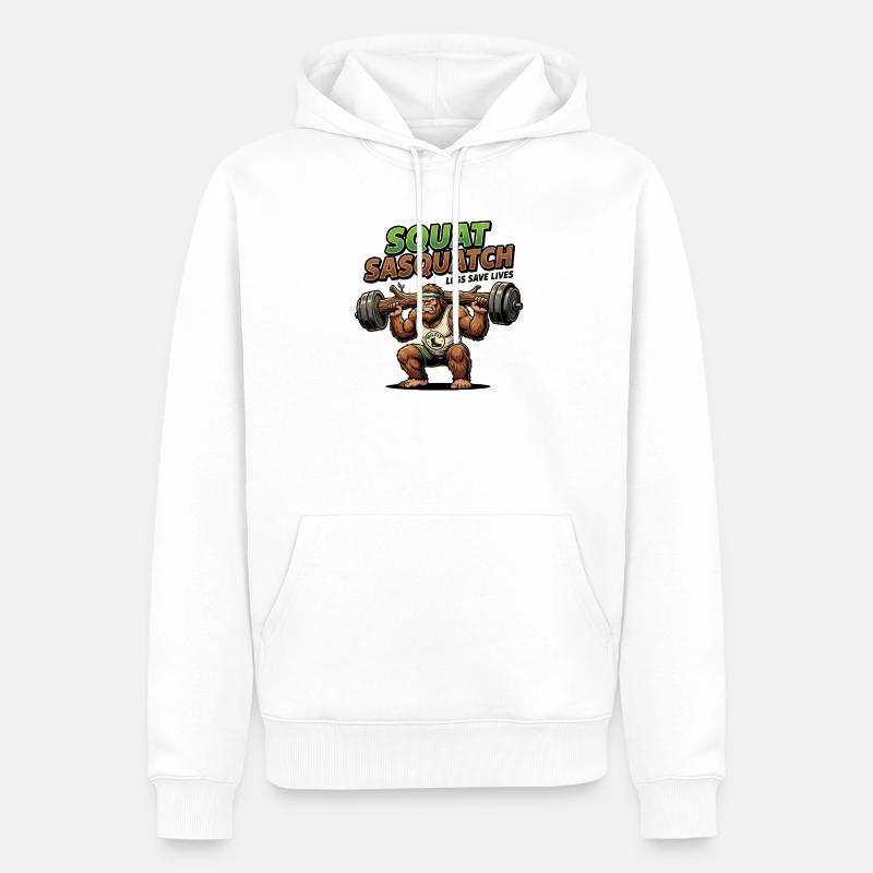Puissance de squat Sasquatch - Sweat à capuche Premium bio Homme - blanc