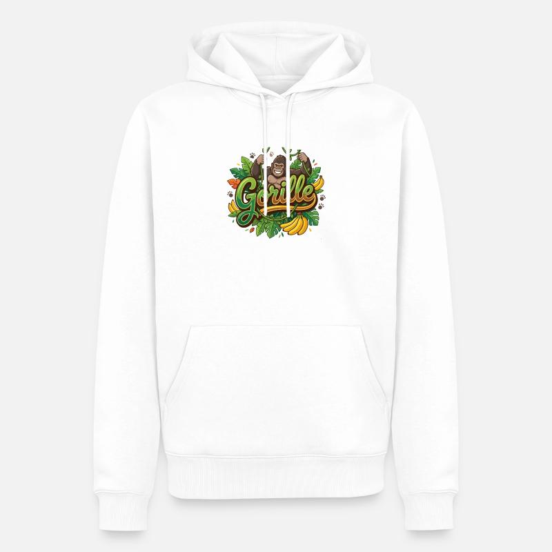 Gorille - Sweat à capuche Premium bio Homme - blanc