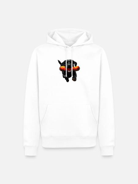 Hund mit Hotdog – Cartoonstil - Männer Premium Bio Hoodie - Weiß