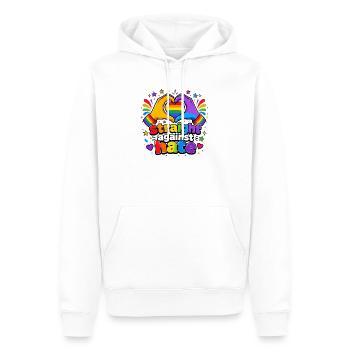 Droit contre la haine Arc en ciel Fierté Égalité - Sweat à capuche Premium bio Homme - blanc - Devant - Nico (187cm)