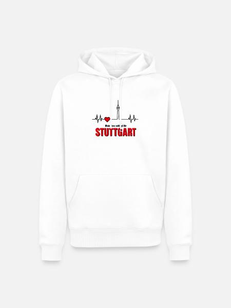 Mein Herz schlägt für Stuttgart - Männer Premium Bio Hoodie - Weiß