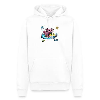 Axolotl Jet Ski Neon Splash - Männer Premium Bio Hoodie - Weiß - Vorne - Nico (187cm)