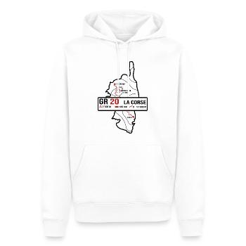 GR20 Corse Finisher Trekking Randonnée T-Shirt - Sweat à capuche Premium bio Homme - blanc - Devant - Nico (187cm)