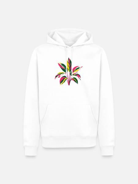 Bunte Tropenpflanze | Botanisches Kunstmotiv - Männer Premium Bio Hoodie - Weiß