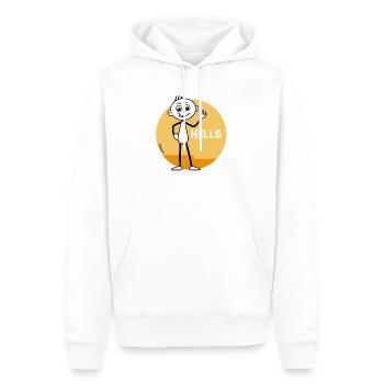 „Hello“ Strichel  - Männer Premium Bio Hoodie - Weiß - Vorne - Nico (187cm)