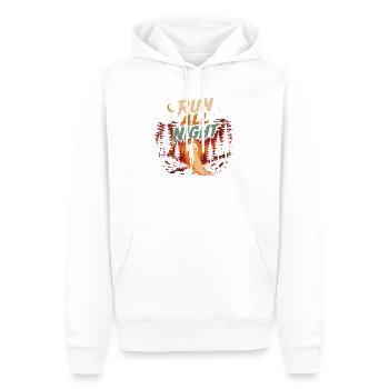 Course en sentier - Courir toute la nuit - Sweat à capuche Premium bio Homme - blanc - Devant - Nico (187cm)