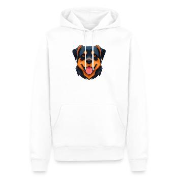 Rottweiler (portrait comique) - Sweat à capuche Premium bio Homme - blanc - Devant - Nico (187cm)