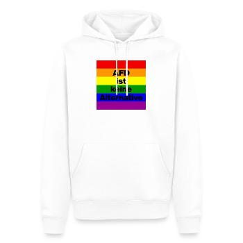 AFD IST KEINE ALTERNATIVE, FCK NZS, NIE WIEDER - Männer Premium Bio Hoodie - Weiß - Vorne - Nico (187cm)
