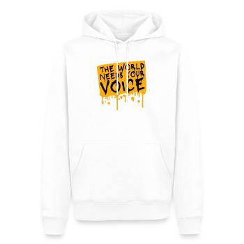 Die Welt Braucht Deine Stimme Inspirierend Zitat - Männer Premium Bio Hoodie - Weiß - Vorne - Nico (187cm)