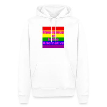 RASSISMUS IST KEINE ALTERNATIVE NIE WIEDER, NO NZS - Männer Premium Bio Hoodie - Weiß - Vorne - Nico (187cm)