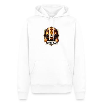 Puissance du Lion : Plus forte chaque jour - Sweat à capuche Premium bio Homme - blanc - Devant - Nico (187cm)