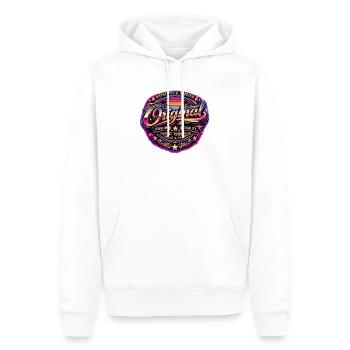 Insigne rétro Neon Synthwave des années 1980 Original 1986 - Sweat à capuche Premium bio Homme - blanc - Devant - Nico (187cm)