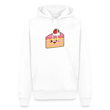 Kawaii Erdbeer-Kuchen Scheibe - Männer Premium Bio Hoodie - Weiß - Vorne - Nico (187cm)