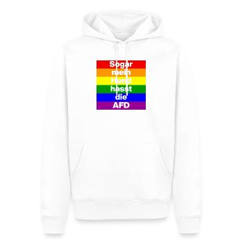 SOGAR MEIN HUND HASST DIE AFD, NO AFD NO NZS WEISS - Männer Premium Bio Hoodie - Weiß - Vorne - Nico (187cm)