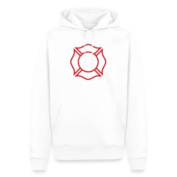Feuerwehrmann-Malteser Kreuzlinienabzeichen Sicherheitssymbol - Männer Premium Bio Hoodie - Weiß - Vorne - Nico (187cm)