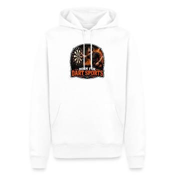 Né pour les fléchettes - Sweat à capuche Premium bio Homme - blanc - Devant - Nico (187cm)