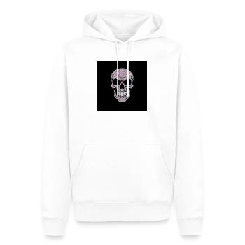 Glitzernder Totenschädel auf Schwarz - Männer Premium Bio Hoodie - Weiß - Vorne - Nico (187cm)